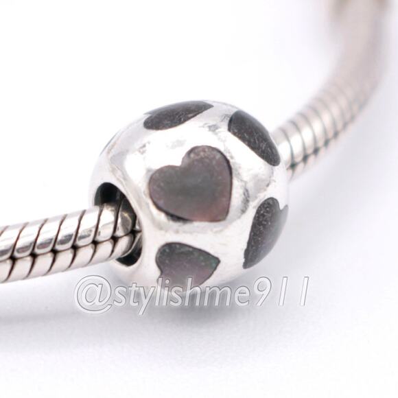 Authentic PANDORA Love Me Black Mother of Pearl Charm - 790398MPB - Picture 3 of 10